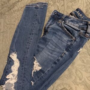 American Eagle Outfitters Women's Ripped Blue Skinny Jeans